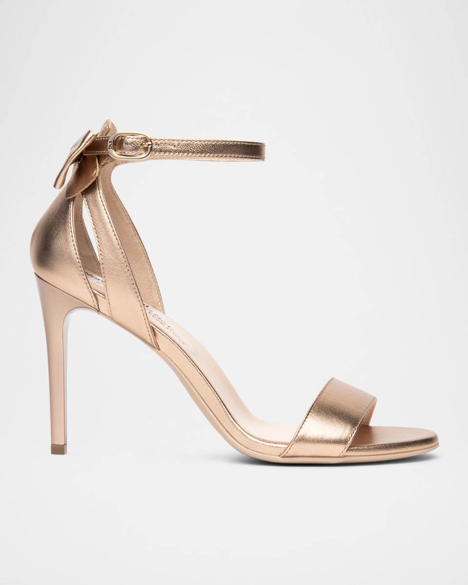 Metallic Leather Bow Sandals